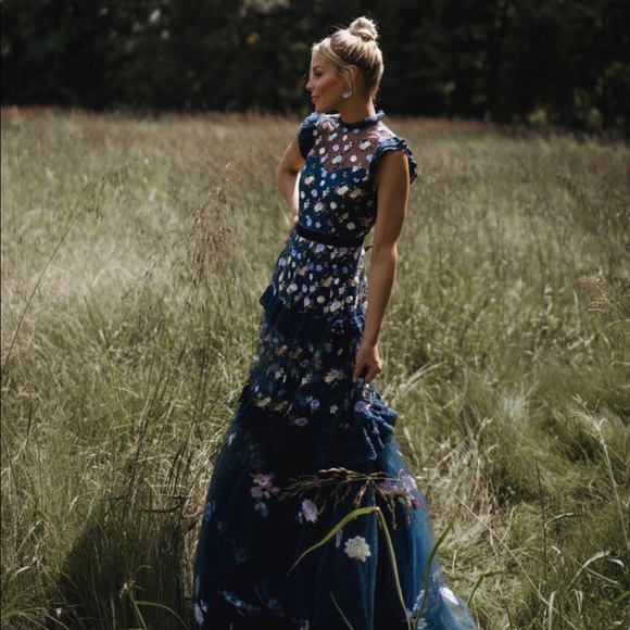 grey embroidered maxi dress